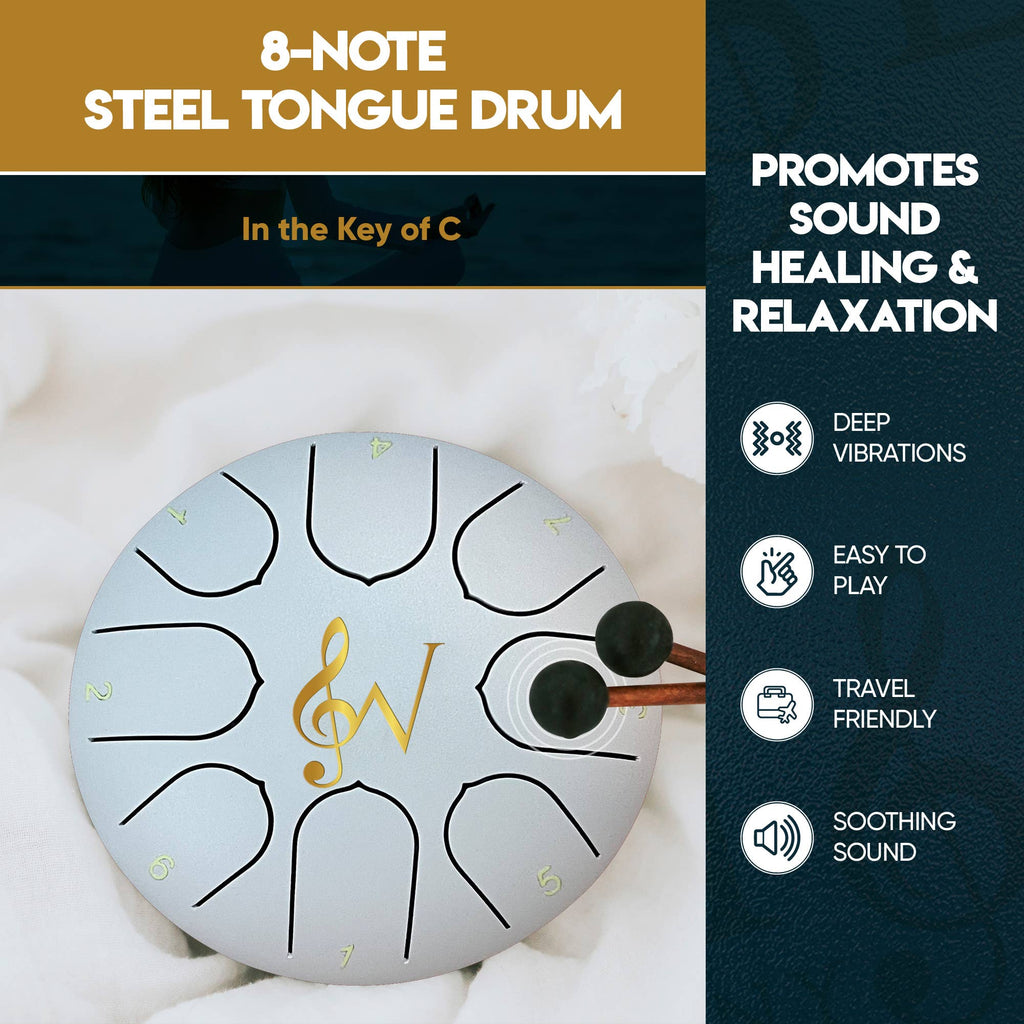 6-Inch 8-Notes Steel Tongue Drum Meditation Rain Drum - Red