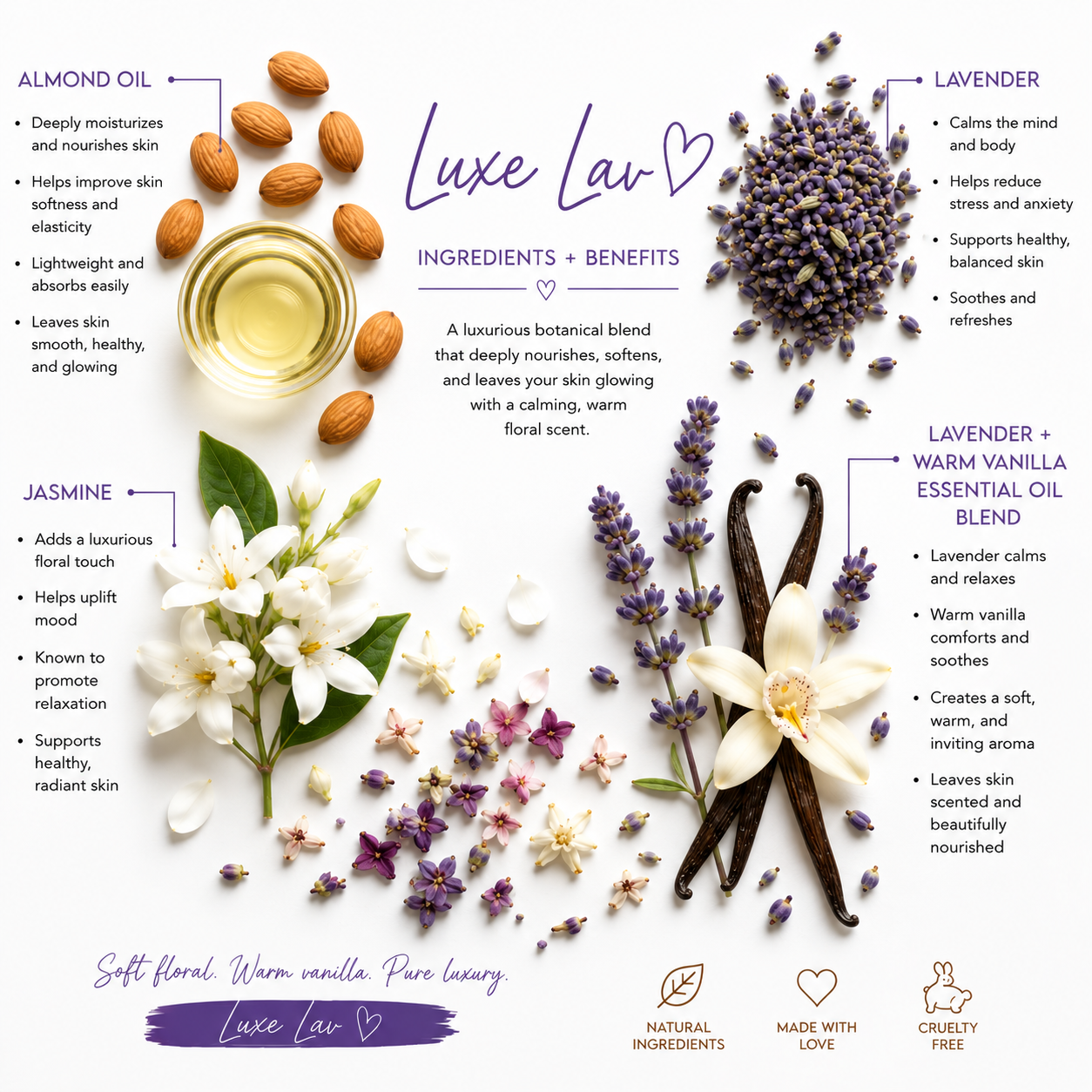 Luxe Lavender Body & Facial Oil - Infused Almond Oil