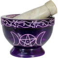 Soapstone Mortar & Pestle Triple Moon Purple (Each)