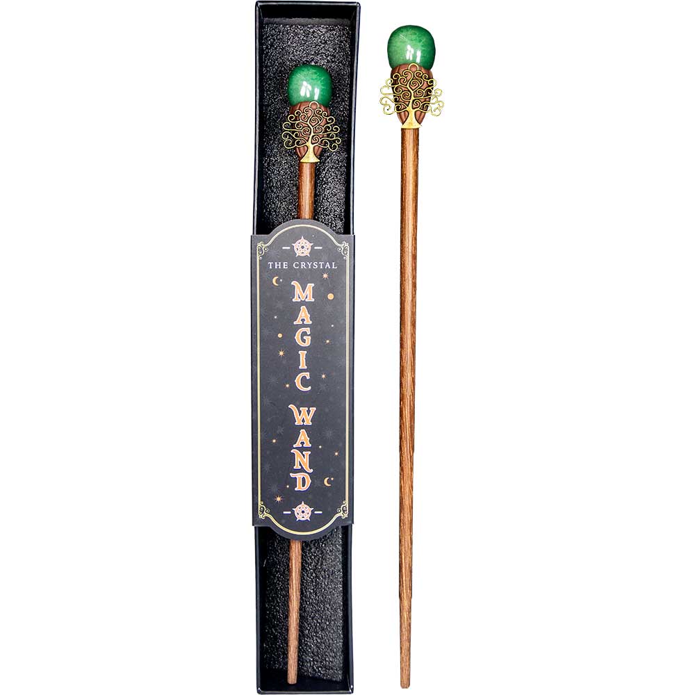 Magic Wand w/ Gift Box - Green Aventurine & Tree of Life ea.: Aventurine