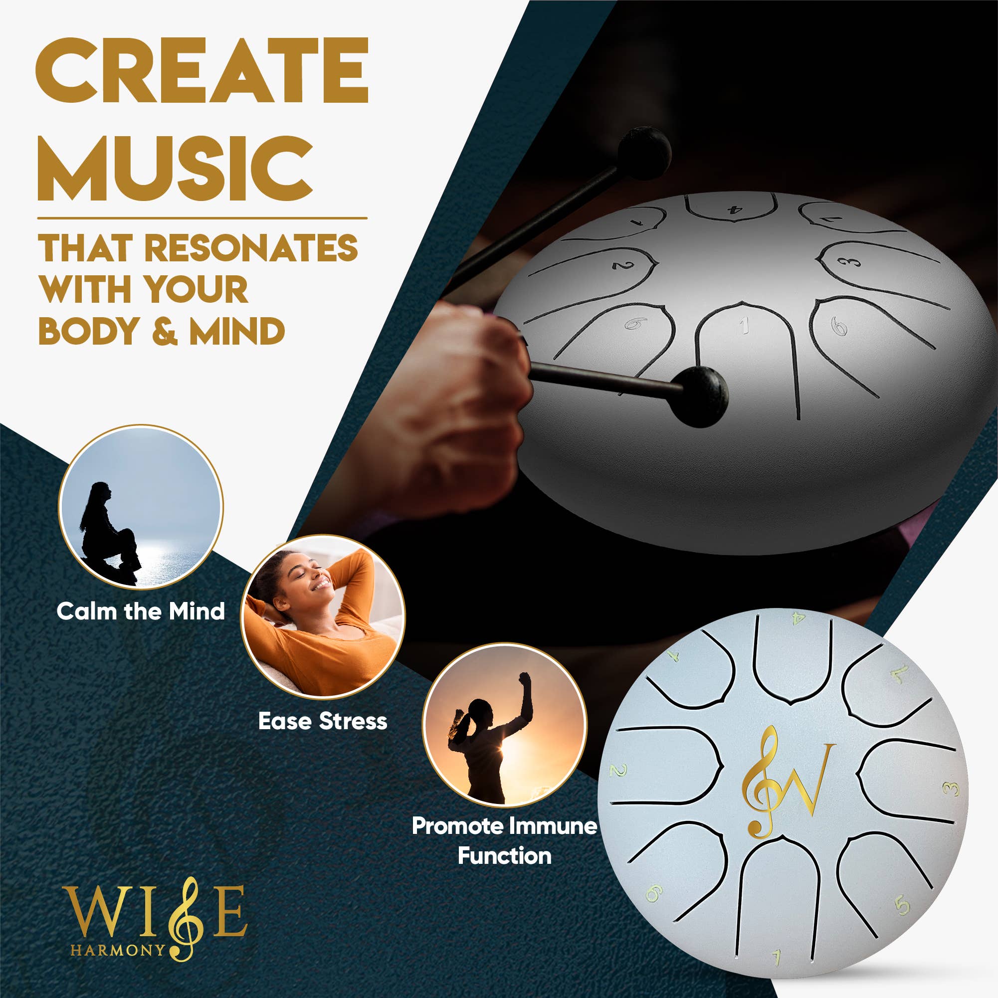 6-Inch 8-Notes Steel Tongue Drum Meditation Rain Drum - Black